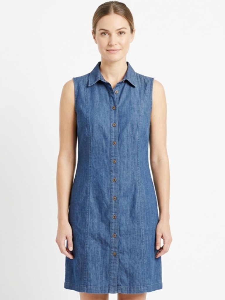 Anne Klein Sleeveless Denim Button Down Dress Jeans Size 10